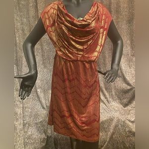 Maroon/Gold Midi Dress